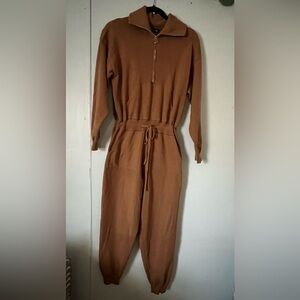 Strut&bolt Tan Long Sleeve Jumpsuit